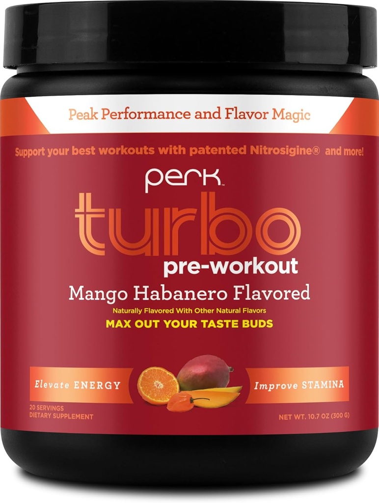 Perk Turbo Pre-Workout Toz (Mango Habanero Flavored) 20 Hizmet - Gluten-Free