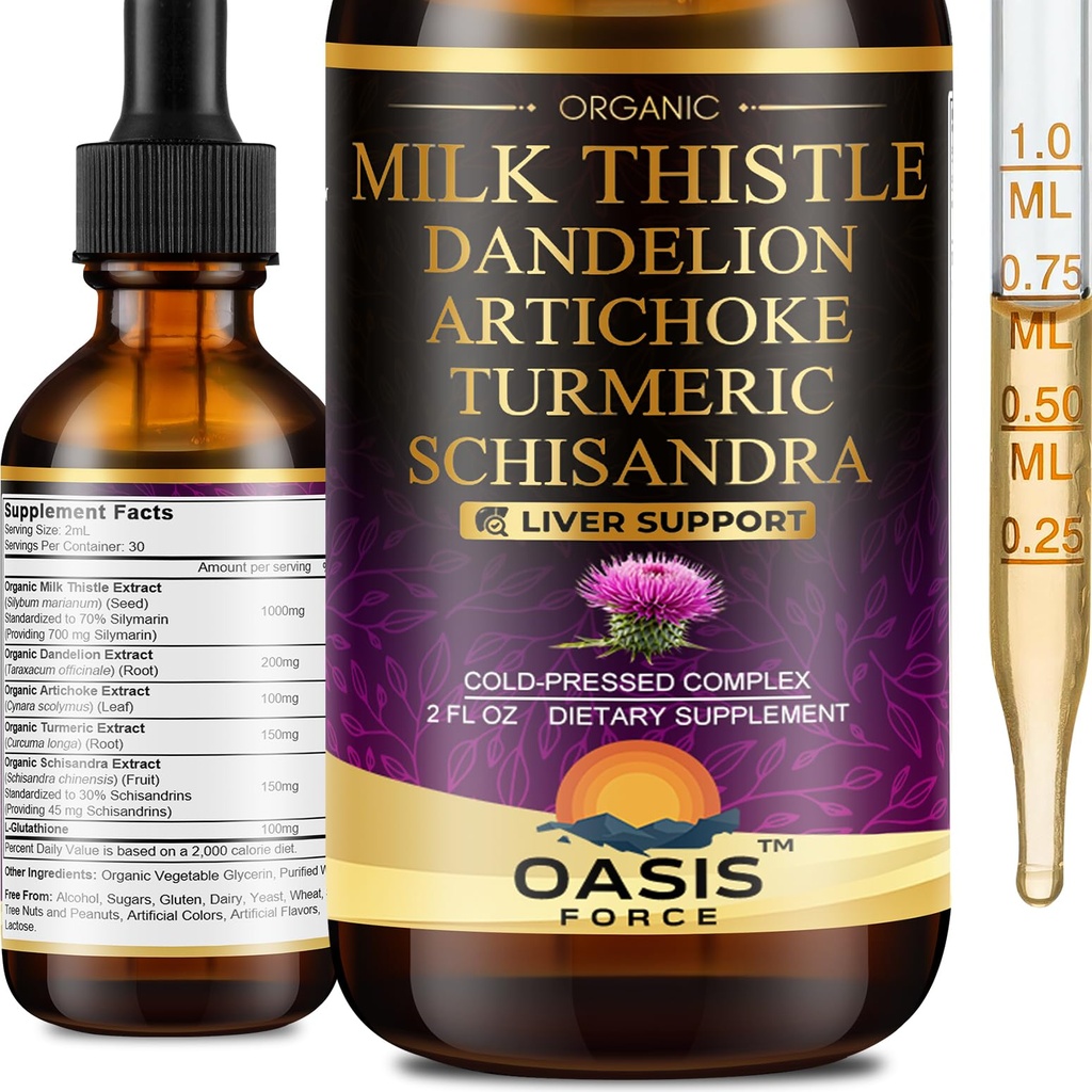 2 Pack Milk Butle Drops for Liver Cleanse Detox & Repair, Milk Thistle Extract Liquid Supplement with Dandelion & Artichoke for Liver Support, Vegan, Organik, Alkol Özgür, 4 FL OZ OZ