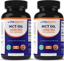 Vitamatic 2 Packs MCT Oil Capsules 3000 mg per Service - 180 Softgels - Coconut Oil -% 55 caprylic Asit C8 ve% 40 capric Asit C10 (Top 360 Softgel)