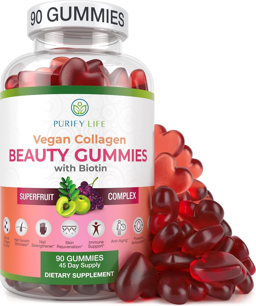 Life Vegan Collagen Gummies with Biotin & Saw Palmetto Extract Sche, Vitamins for Hair Skin and Nails Health, Hormonal Balance in Men and Women, Gluten-Free & Vegan, Capsules, Pills