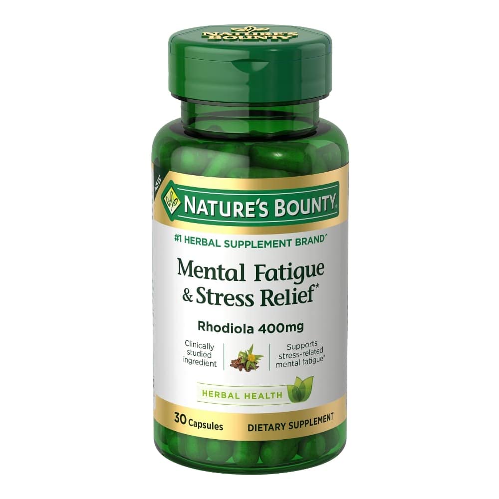 Nature's Bounty mental Fatigue and Stress Relief, Rhodiola Supplement, 400 mg, Capsules, 30 Count