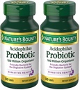 Nature's Bounty Lactobacillus Acidofilius Probiyotik Supplement - Daily Probiyotik for Women/Men Digestive Health,100 Milyon Organizm,Vegetarian,1 Günde hizmet ediyor,120 Tabletler,(Pack of 2)