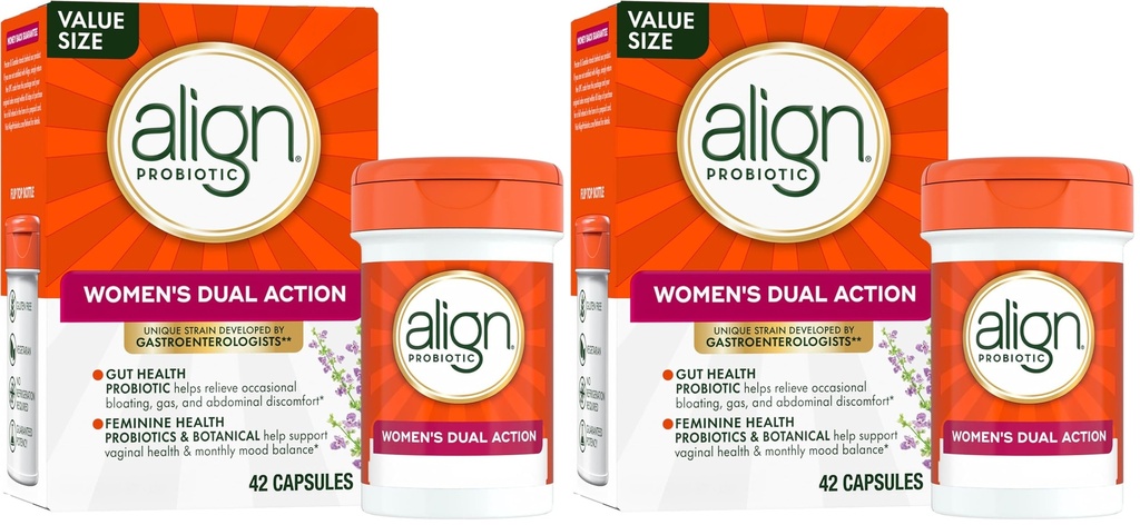 Align Probiotic, Womens Dual Action, Vaginal Probiotics for Women and for Vaginal Health Support, for Digestive Health, 42 Capsules (Pack of 2)