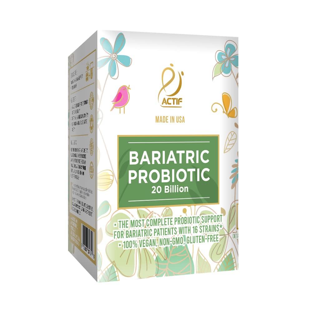 ACTIF Bariatric Probiotic Maximum Strength with 20 Billion CFU, Immunity and Gut Support, for Bariatric and Gastric Bypass Surgery - Made in The USA, 60 Gummies, Strawberry Flavor