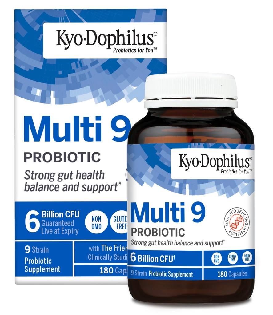 Kyolic Kyo-Dophilus Multi 9 Probiotic, Strong Gut Health Balance and Support*, 180 Capsules