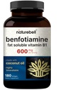NatureBell Benfotiamine (Fat-Soluble Vitamin B1), Coconut Oil Softgels, 180 Count – 600 mg Per Serving – Non-GMO, cGMP Manufactured