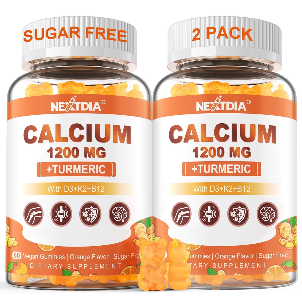 B2 B12 Vitamin D3 Gummies ile 15 mg - Gıda + Turmeric Supplement for Women and Men with K2 B12 - Support Bone & Muscle - Sugar Free - Vegan (120) Count