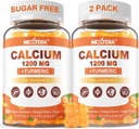 Ασβέστιο 1200 mg με βιταμίνη D3 Gummies - Ασβέστιο + Κουρκουμάς συμπλήρωμα για γυναίκες και άνδρες με βιταμίνη K2 B12 - Υποστήριξη Οστών & μυών - Χωρίς ζάχαρη - Vegan (120 Count)