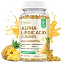 Alpha Lipoic Acid Gummies 600mg, ALA Supplement with Benfotiamine, Magnesium, NAC, Vitamin C & B12 for Nerve Support, Antioxidant and Energy & Metabolic, Vegan, Sugar Free, Pineapple Flavor, 60 Counts