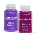 LongLifeNutri Bundle Benfotiamine 300 mg, 180 caps + R‑Alpha Lipoic Acid 300 mg, 120 caps – Dual Nerve, Blood‑Sugar & Cellular Energy Support – Non‑GMO, Made in USA