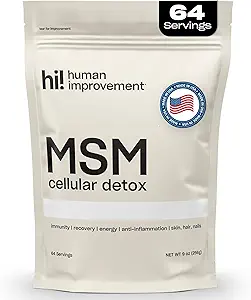 Pure MSM Toz | Organik Sulfur Toz Skin, Saç ve Nails | Hücreler Detox, Ortak Sağlık, Immune Boost, & Artan Enerji | ABD'de Tamamlanan% 99.9 Pure MSM Supplement | Made in the USA, 0g Sugar (64 Hizmet)
