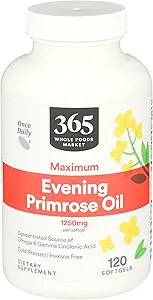 365 από το Whole Foods Market, Υψηλής Ικανότητας Βραδινή Primrose Oil 1250mg, 120 Count