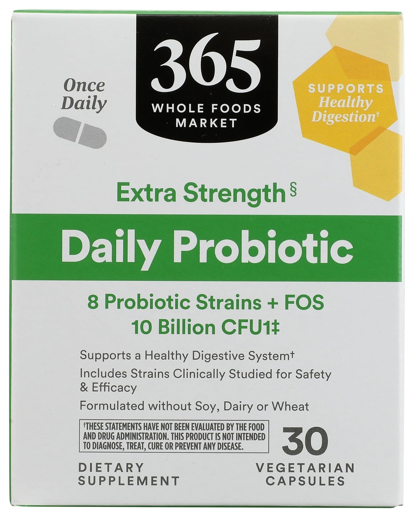 365 by Whole Foods Market, Extra Strength Daily Probiyotik 10 milyar CFU, 30 cttt