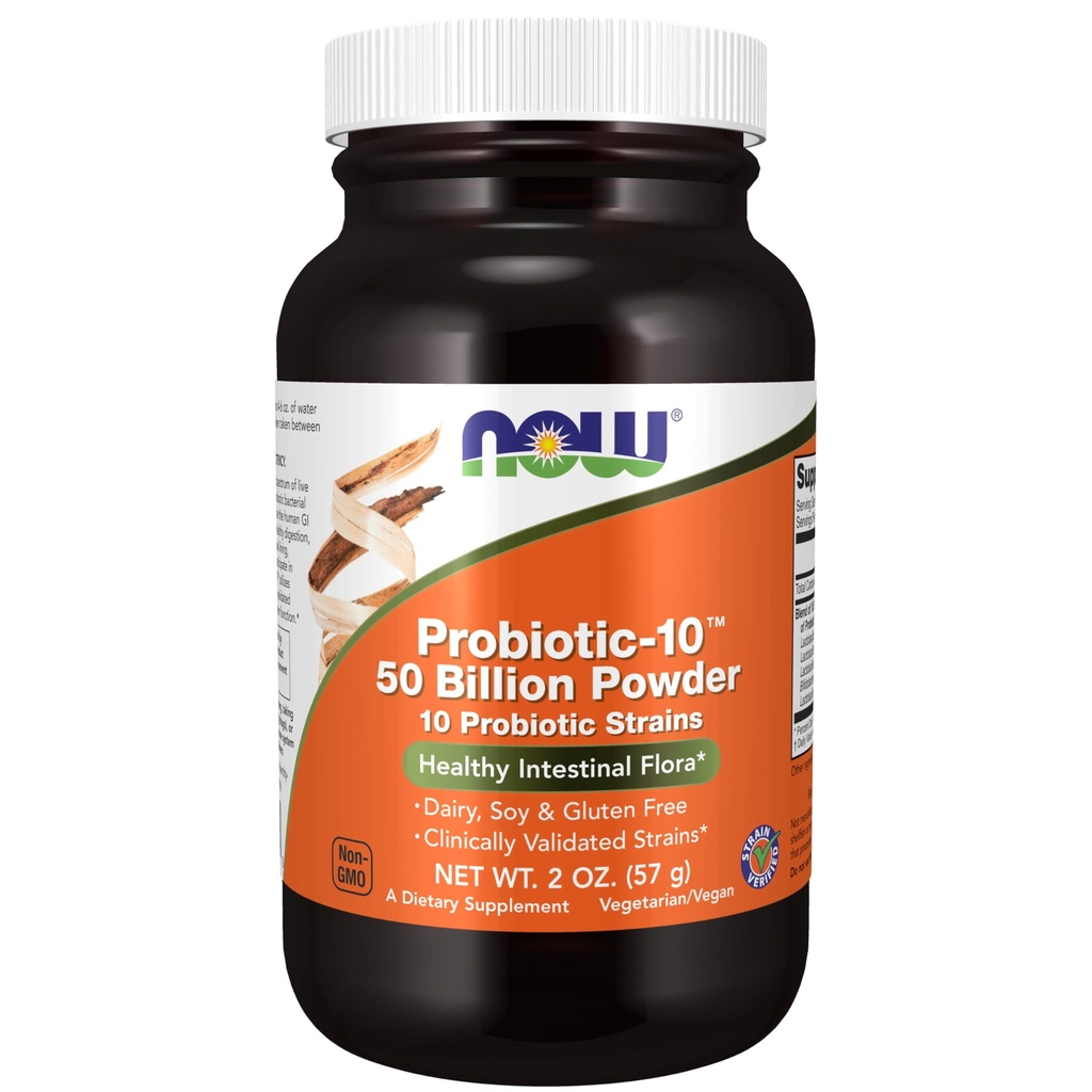 NOW Supplements, Probiotic-10™ Powder, 50 Billion, with 10 Probiotic Strains, Strain Verified, 2-Ounce