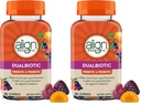 Align Dualbiotic, Prebiotics and Probiotics for Women and Men, Probiotics for Digestive Health, Prebiotics Help Nourish Good Bacteria, Natural Fruit Flavors, 90 Probiotic Gummies,(Pack of 2)