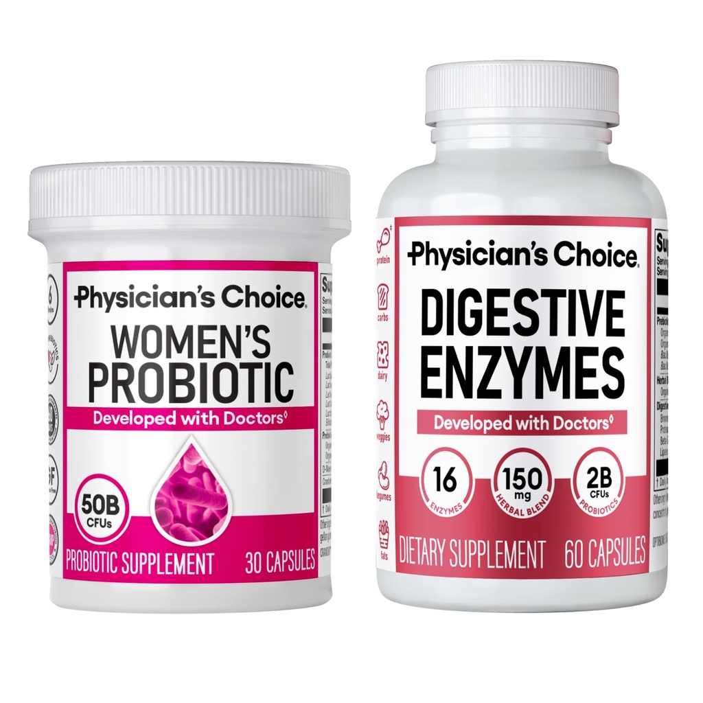 Physician's CHOICE Women’s Starter Bundle: Women’s Probiotic 30ct + Digestive Enzymes 60ct