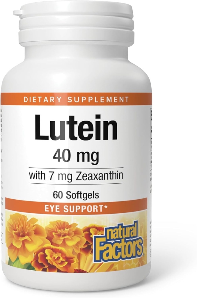 Doğal Faktörler, Lutein 40 mg, Zeaxanthin ile Sağlıklı Gözler ve Skin için Antioksit Desteği, 60 Softgels