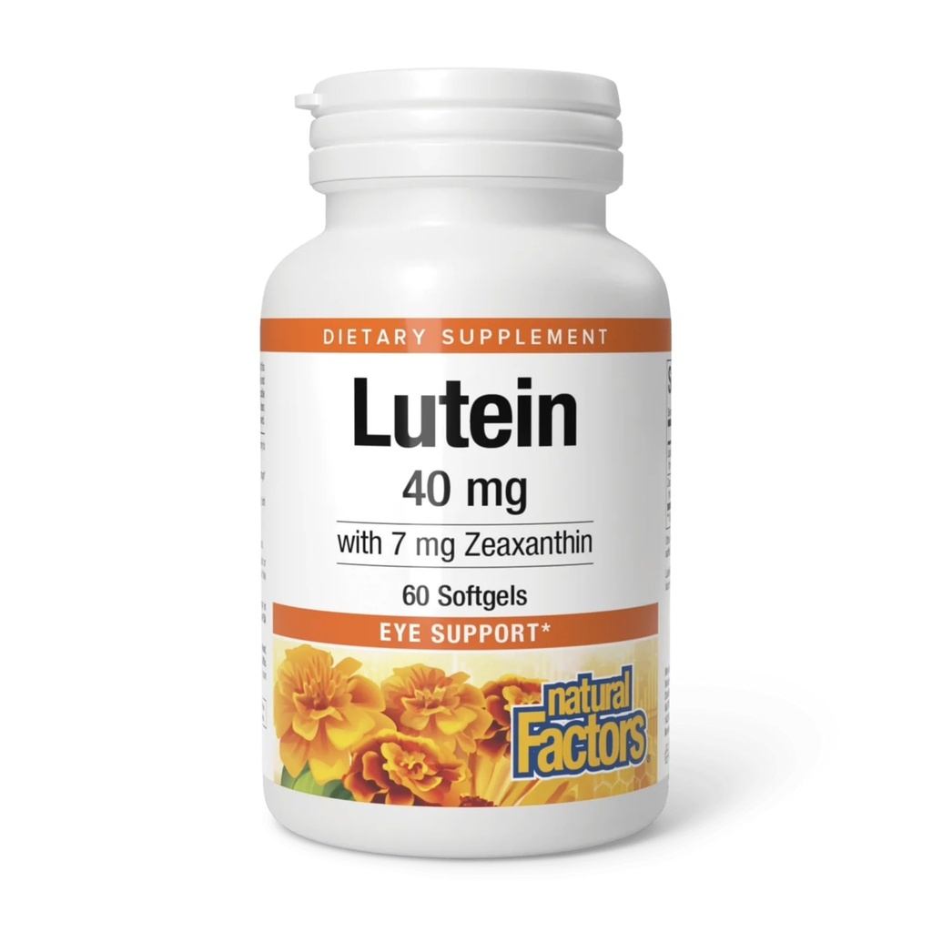 Doğal Faktörler, Lutein 40 mg, Zeaxanthin ile Sağlıklı Gözler ve Skin için Antioksit Desteği, 60 Softgels