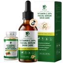 Vitamin C Serum for Face, 20% Brightening Face Serum with Sodium Hyaluronate for Dark Spots & Fine Lines – Support Collagen & Skin Radiance, Plus Vit C Caps for Inside-Out Support, 1 Fl Oz + 60 Caps