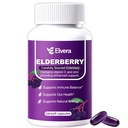 Elvera Elderberry, 3-in-1 Gut Support Complex with Zinc & Vitamin C, Organic Black Elderberry Capsules for Immune Support & Digestive Balance, Vegan & Non-GMO (1pcs)