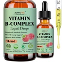 Vitamin B Complex Liquid Drops for Women Men & Kids, 15-in-1 VIT B Complex with Vitamin C B12 B6 B1 Niacin Folate Magnesium for Brain Nerve Neuropathy Energy Mood Health, Sublingual B-Complex Drops