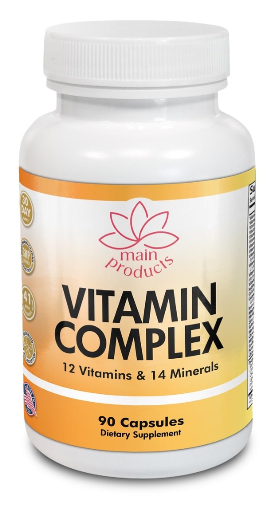 Vitamin Complex Multivitamins and Multiminerals - 12 Vitamins and 14 Minerals, Vitamin A C D3 E B1 B2 B3 B5 B6 B9 B12 H and Minerals - 90 capsules 41 Active Ingredients, Micronized for max absorption.