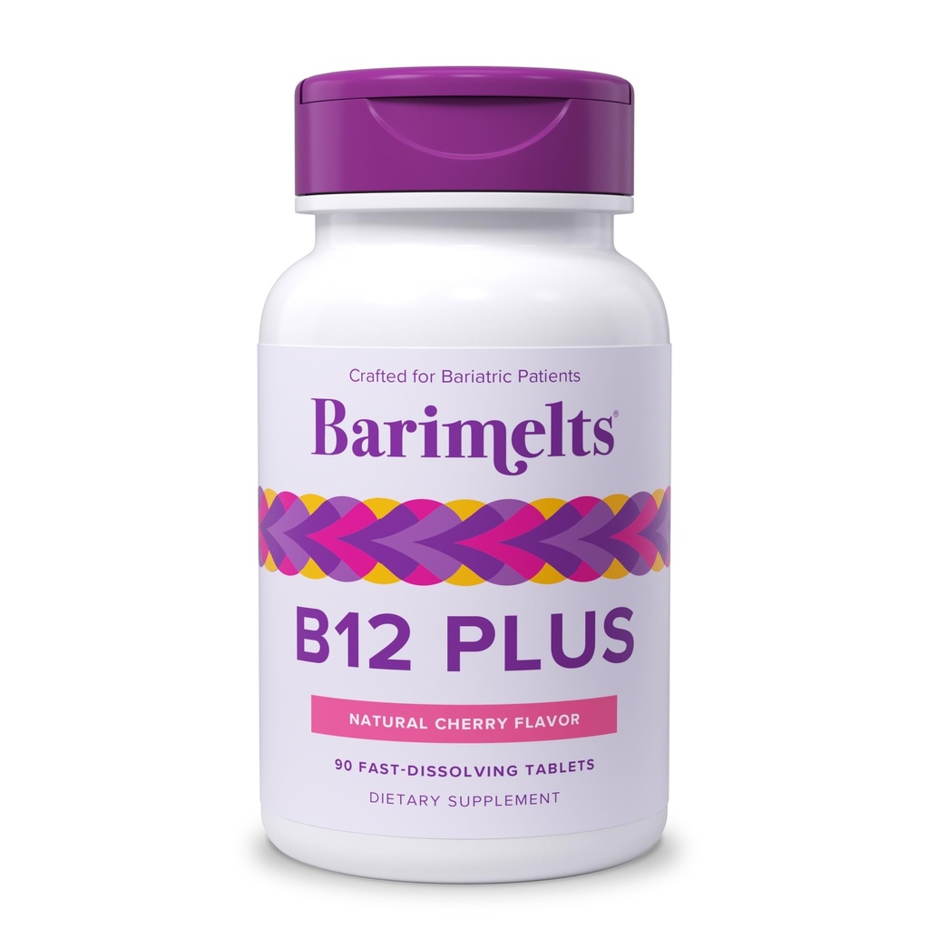 BariMelts Vitamin B12 Plus, 90 Fast-Dissolving Tablets (3-Month Supply), Sugar-Free Bariatric Vitamins for Women, Includes B12, B6, Folate and Biotin, Natural Cherry Flavor​