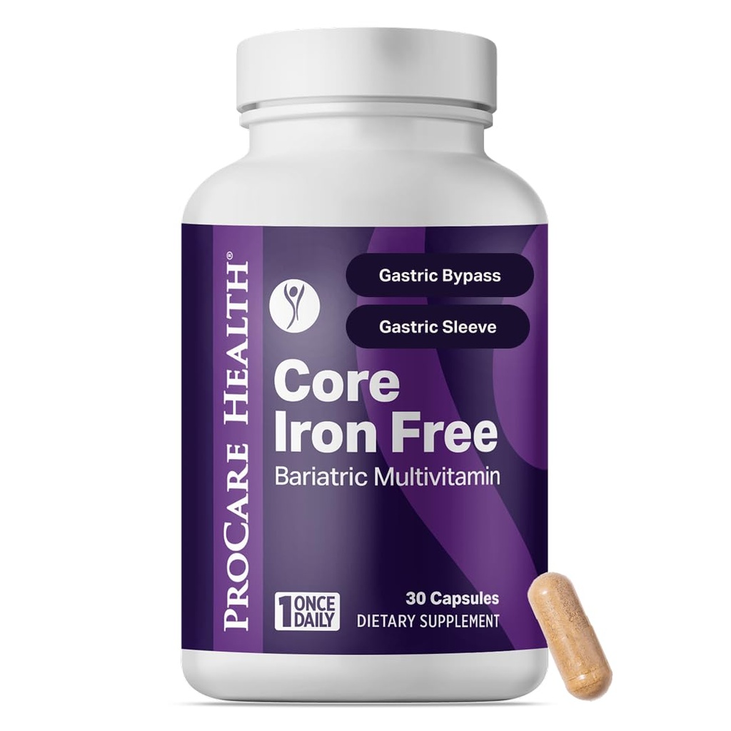Procare Health Bariatric Multivitamin with Iron Free (30 Fast Dissolving Veggie Capsule) - Bariatric Vitamins for Gastric Sleeve & Gastric Bypass, Bariatric Multivitamin Without Iron (1 Month Supply)*