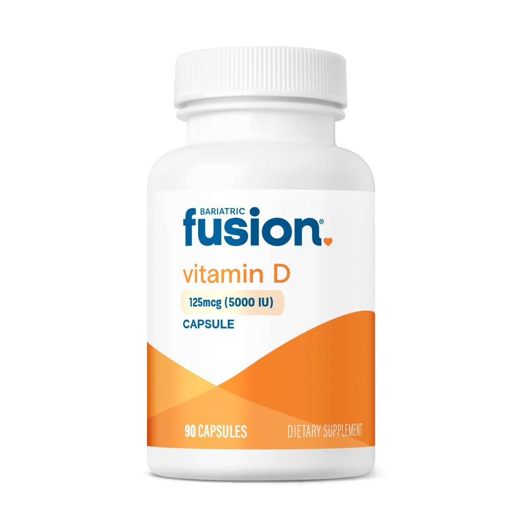 Bariatric Fusion Vitamin D3 5000 IU | Easy to Swallow Bariatric Vitamin D Capsule| One Per Day | Support Bone Strength and Calcium Absorption* | Post Bariatric Surgery | 90 Capsules