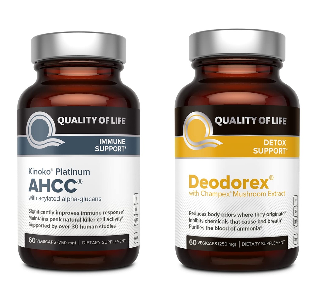 Life All Natural Immune Support and Detox Sche - Kinoko Platinum AHCC Mushroom Extract - Deodorex Detox Support Supplement