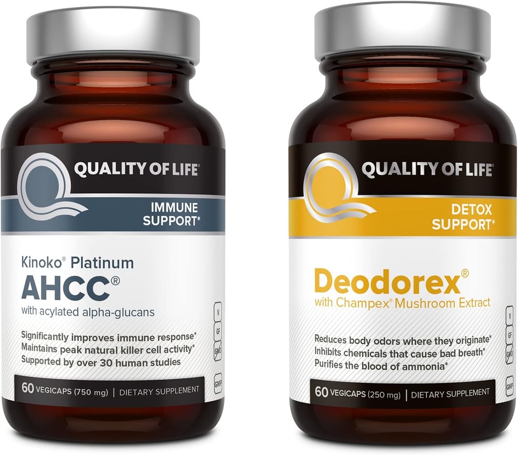 Life All Natural Immune Support and Detox Sche - Kinoko Platinum AHCC Mushroom Extract - Deodorex Detox Support Supplement