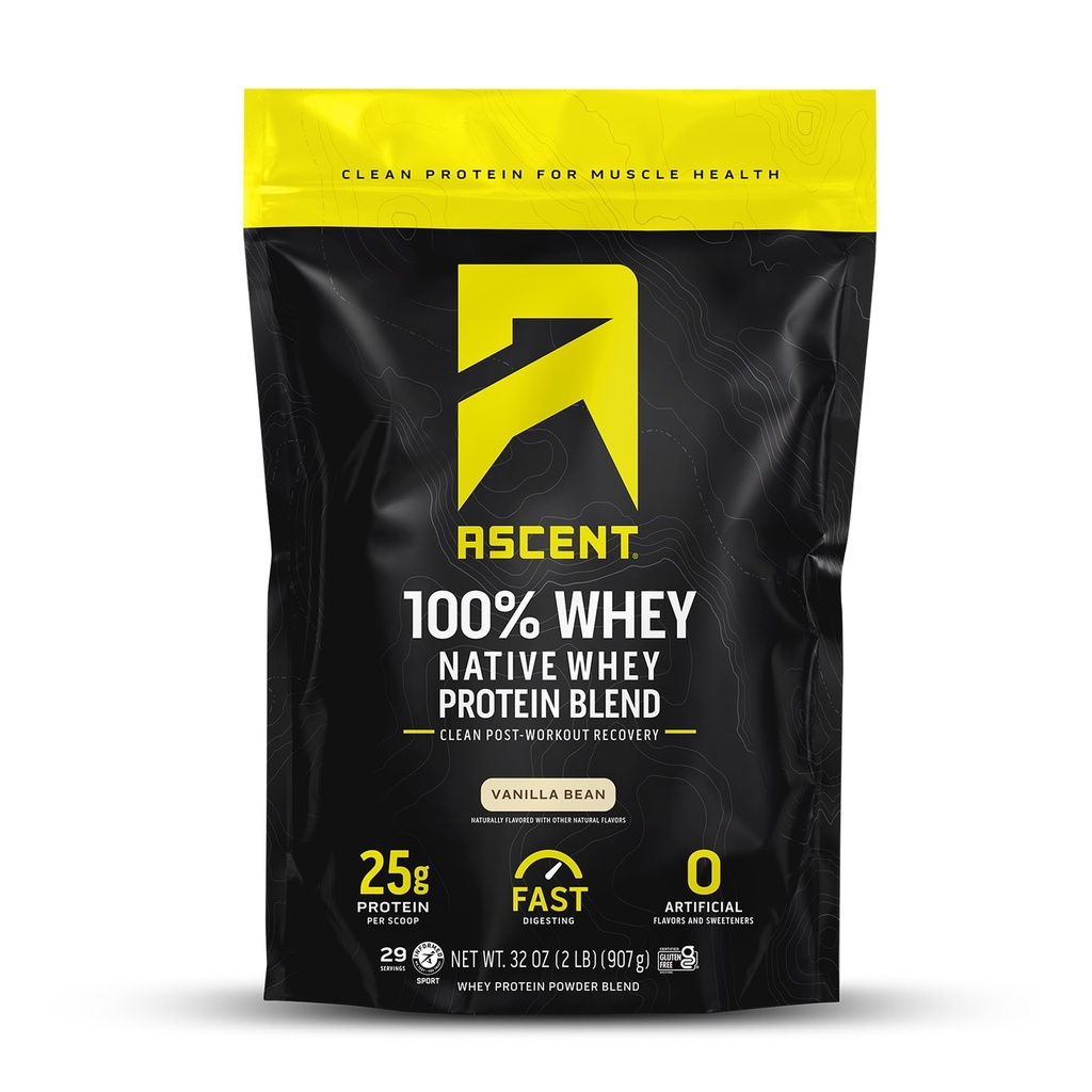 Ανύψωση 100% Whey Protein Powder - Post Workout Whey Protein Isolate, Zero Artificial Flavors & Sweeteners, Soy & Gluten Free, 5.5g BCAA, 2.6g Leucine, Essential Amino Acids, Vanilla Bean 2 lb
