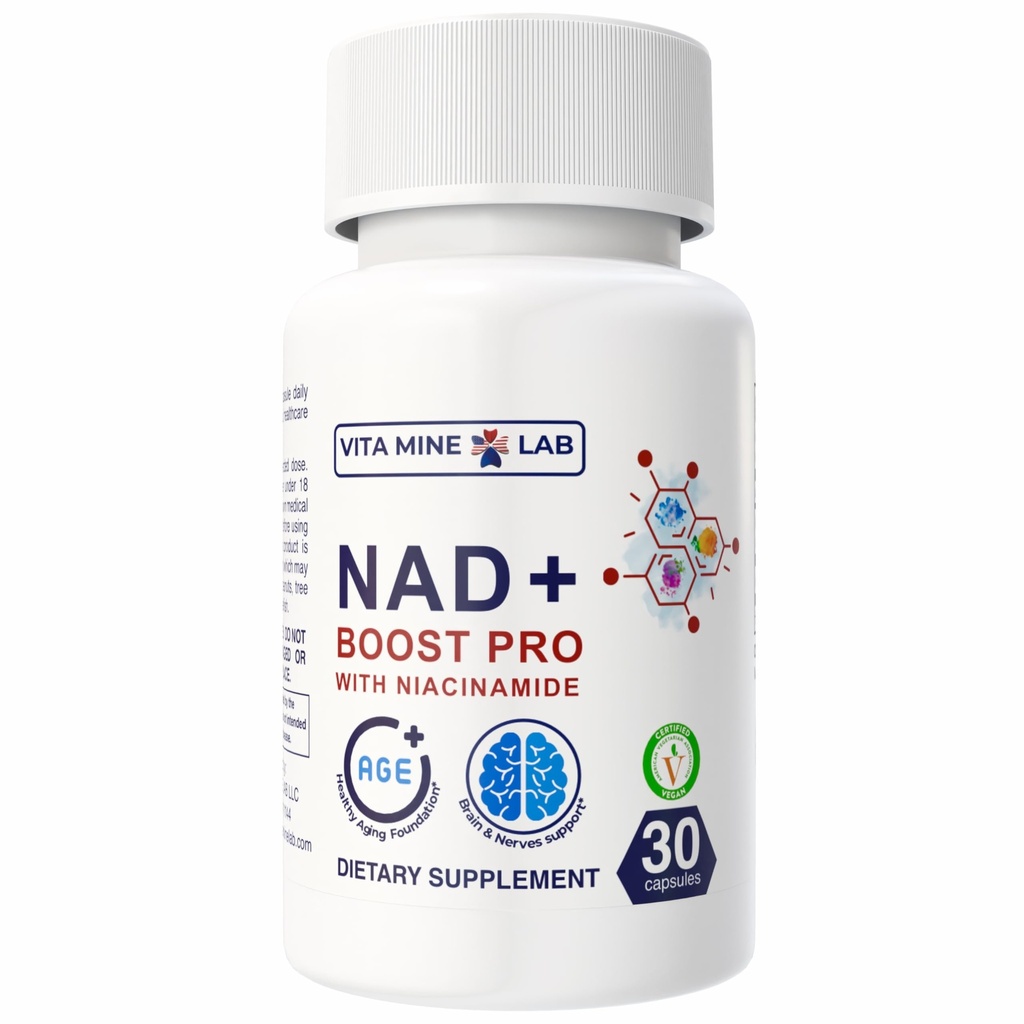 NAD+ Boost Pro, Supports Cellular Energy, Brain & Muscle Function, 30 Capsules, Halal, Vegan, Gluten-Free, Made in USA