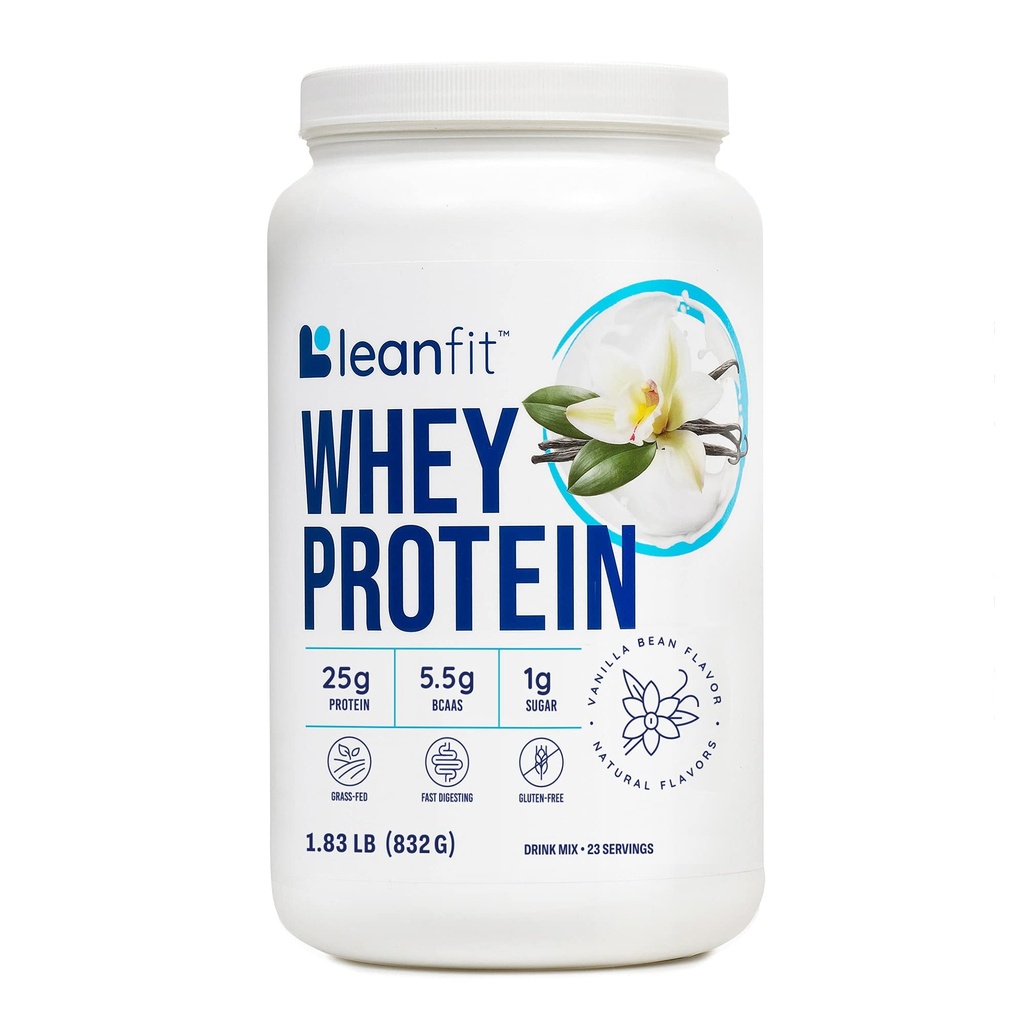 LeanFit WHEY Protein Doğal Vanilla –% 100 Whey Protein Toz, 24g proteini Odada – Grass-Fed, Gluten-Free, Low Carb, BCAAs, Amino Asit – 23 Hizmet, 1.83 Pound Tub Tub
