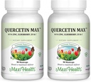 Maxi Health Quercetin 500mg Κάψουλες – Συμπληρώματα ψευδαργύρου για γυναίκες και άνδρες – Μη ΓΤΟ, Kosher, και χωρίς γλουτένη Quercetin Συμπληρώματα με Elderberry βιταμίνη C και ψευδάργυρο (90 Veg κάψουλες, συσκευασία των 2)