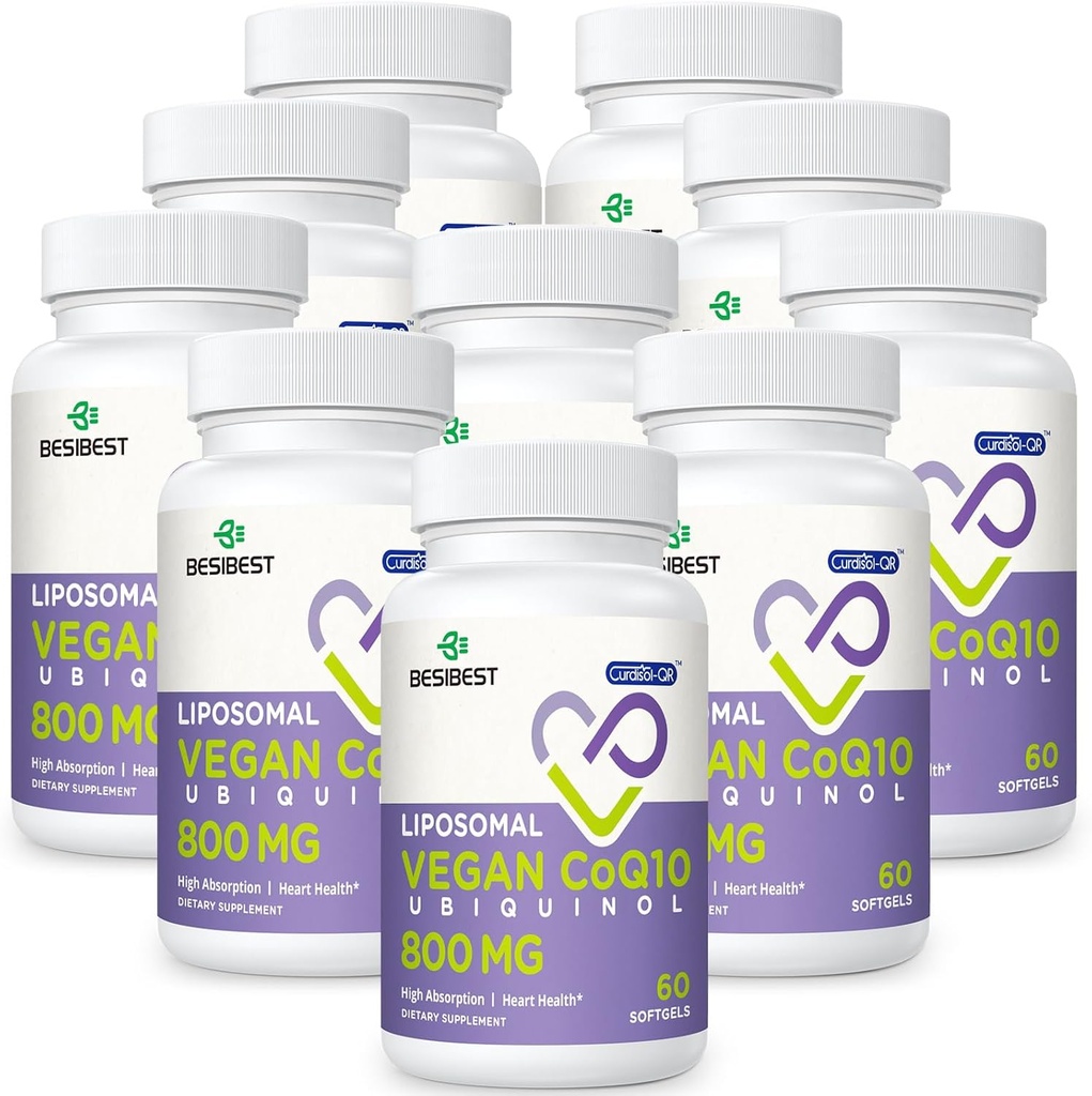 Liposomal Ubiquinol CoQ10 800 MG Softgel, High Abxia CoQ10 Ubiquinol Supplement, Active Coenzyme Q10 800 mg, Heart & Brain Function, Energy Production, 600 Vegan Softgels
