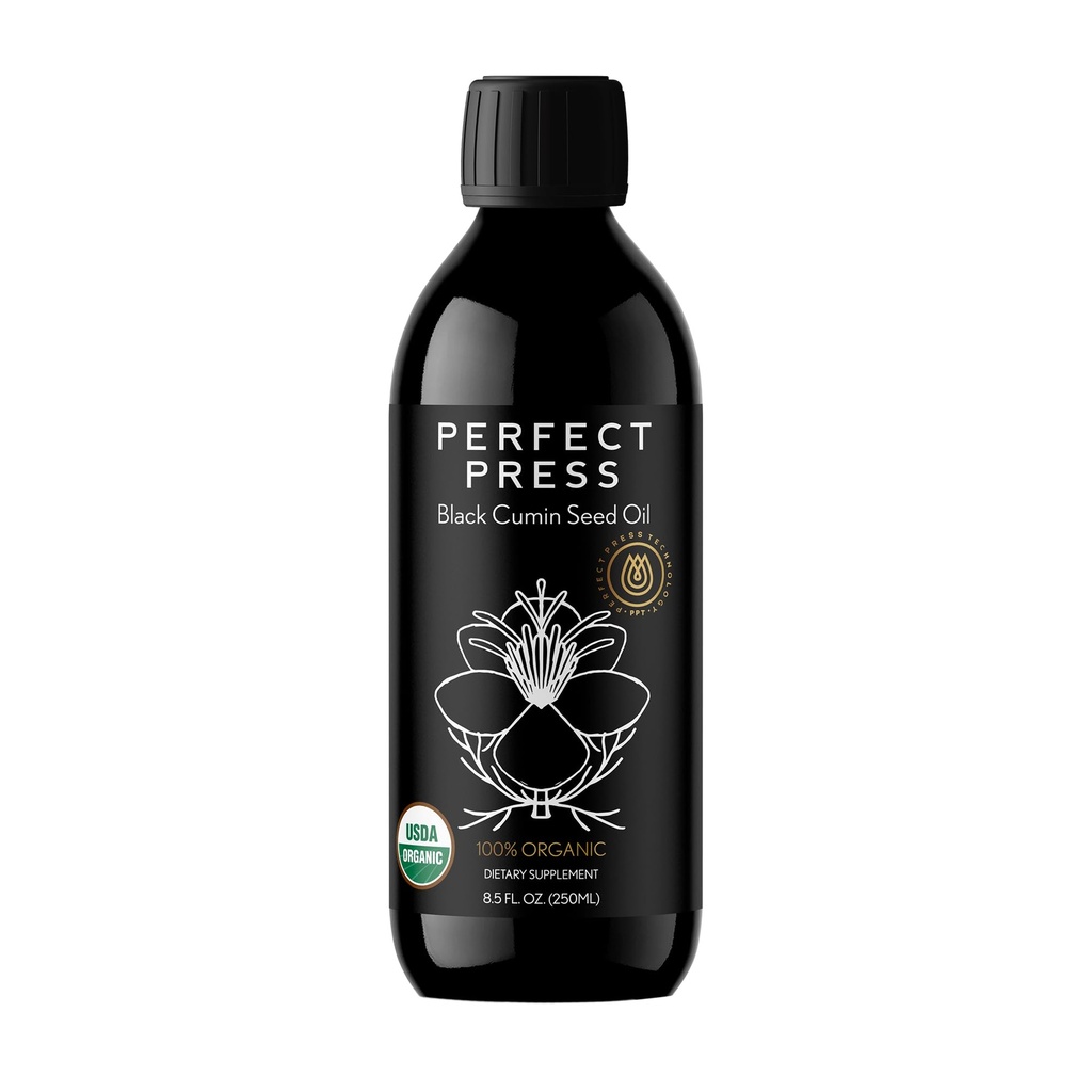 Perfect Press Activation Black Cumin Oil | 8.5 fl oz (250 ml) | Boosts Immune System | Liver Health | Promotes Radiant Skin | Healthy Hair | Infused with Iron | Zinc | Calcium Supplement