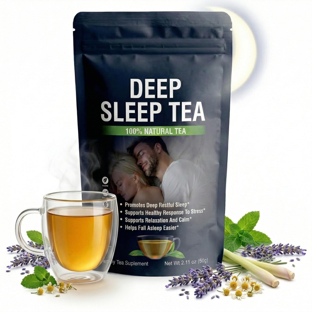 Deep Sleep Bedtime Tea - Super Calm Cortisol Drink w/Magnesium Glycinate, Ashwagandha & Valerian Root - Herbal Nighttime Brew for Stress Relief & Restful Legs
