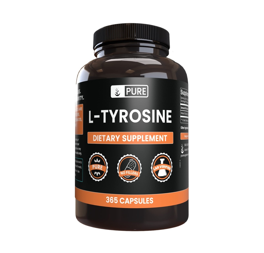 PURE ORIGINAL INGREDIENTS L-Tyrosine (365 Capsules) Hiçbir Magnezyum Or Rice Fillers, Her Zaman Saf, Lab