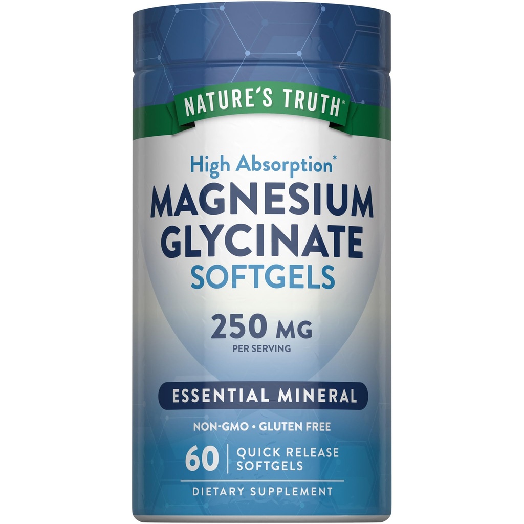 Nature's Truth Magnesium Glycinate Softgels | 250mg | 60 Pills | High Absorption | Non-GMO & Gluten Free Supplement
