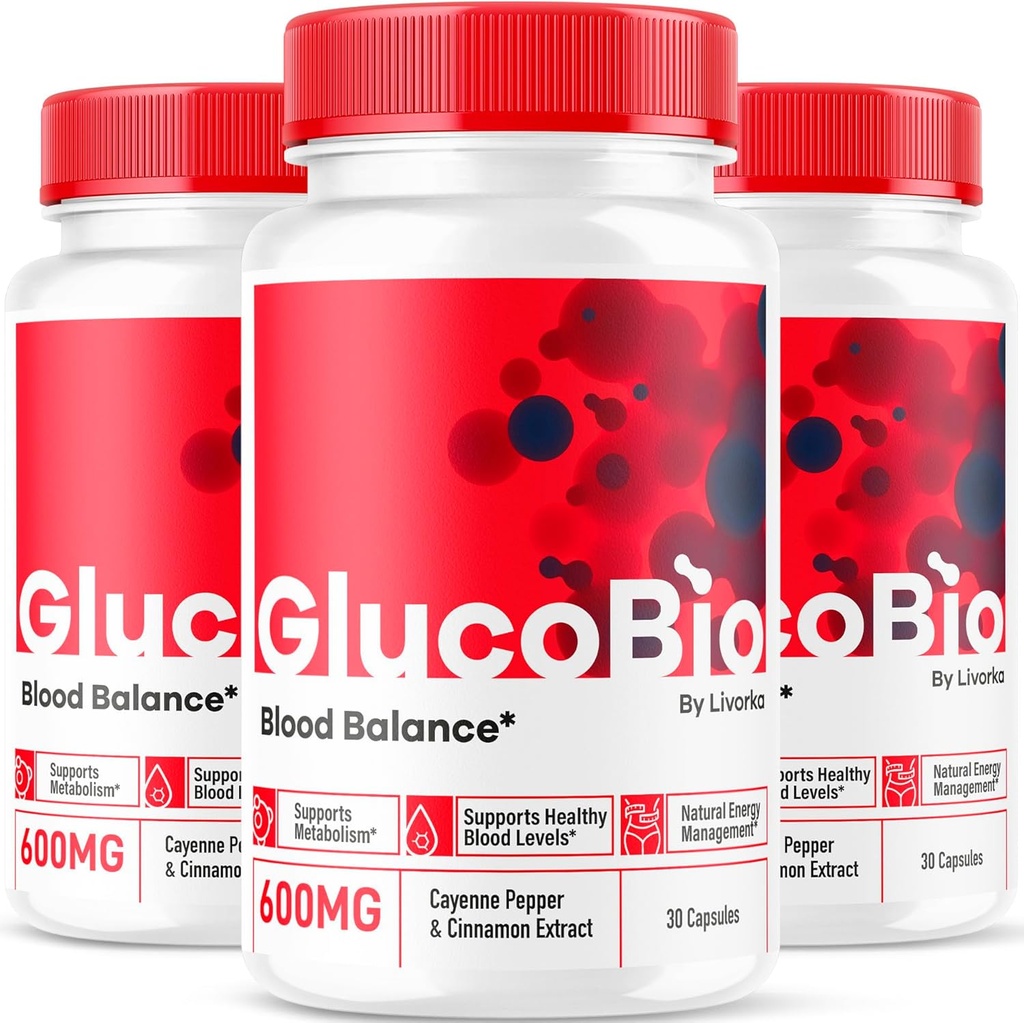 (3 Pack) GlucoBio Capsules - Resmi Gluco Bio Support Pills, Genel Denge için Gelişmiş Formula, GlucoBio Pills, GlucoBio Supplement, Glucovio İncelemeleri, 3 Ay Boyunca Kapsüller