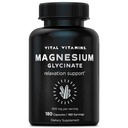 Vital Vitamins Magnesium Glycinate 500mg - High Absorption Formula - Promotes Relaxation, Calmness, & Restful Sleep - Pure Magnesium Supplement for Men & Women - 180 Capsules, Vegan, Non-GMO