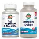 KAL Think Magnesium L-Threonate and Magnesium Glycinate Bundle - Brain and Memory Plus Relaxation, Muscle, and Bone Support, 30 Servings of Think and 240 Servings of Mag Glycinate