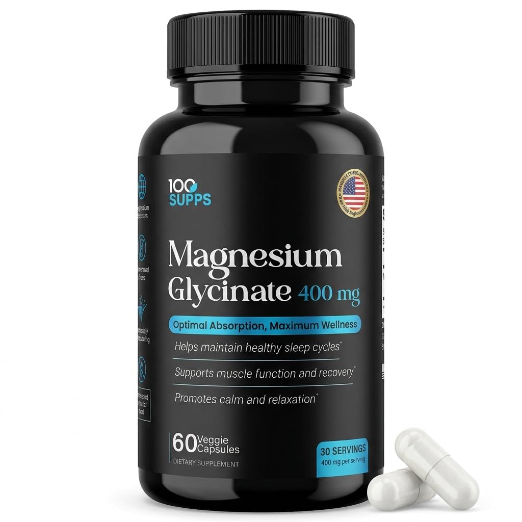 Magnesium Glycinate 400mg – 60 Capsules | 30-Day Supply | Chelated Magnesium for Muscle, Nerve, and Sleep Support | Vegan, Gluten-Free, Non-GMO | Manufactured in USA