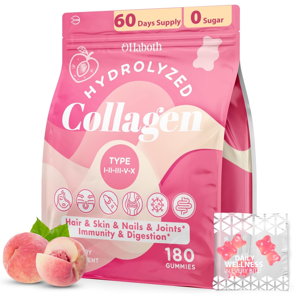Collagen Gummies for Women, Hydrolyzed Collagen Peptides Type I, II, III, V, X, 0 Sugar - Collagen Gummies for Skin, Wrinkles, Hair, Nails, Digestive & Immune Health, 60 Days Supply