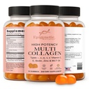 High Potency Multi Collagen Gummies with Types I II III V X Plus Vitamin C, E Biotin and Zinc for Skin Elasticity Joint Support Hair Nail Health and Daily Wellness Collagen Supplement