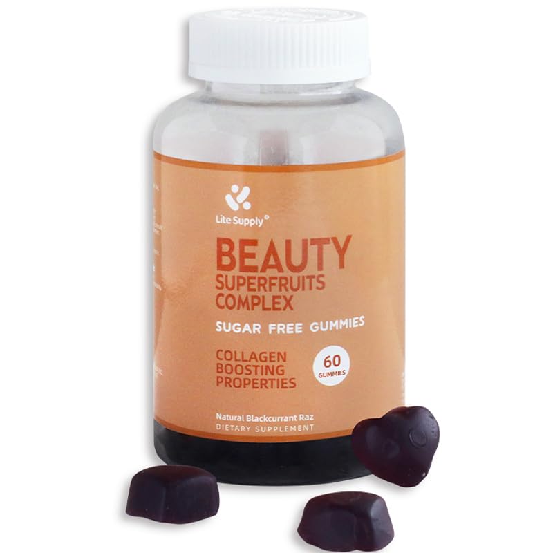 Women's Beauty Superfruits Complex and Multi Vitamin Gummies, 15 Essential Nutrients In One for Beauty Skin Hair Nails, Collagen Boosting Properties Niacinamide Vitamin E A C Zinc Grape Seed