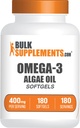 BulkSupplements.com Omega-3 Softgels - από Algal Oil, Algae Oil Omega 3 Συμπληρωματικό - Χωρίς γλουτένη, 1 Softgel ανά υπηρεσία, 180 Count (Pack of 1)