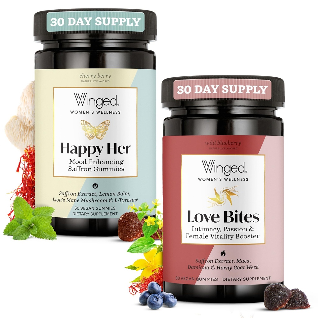 Winged Wellness Love Bites & Happy Her Supplement Bundle for Women