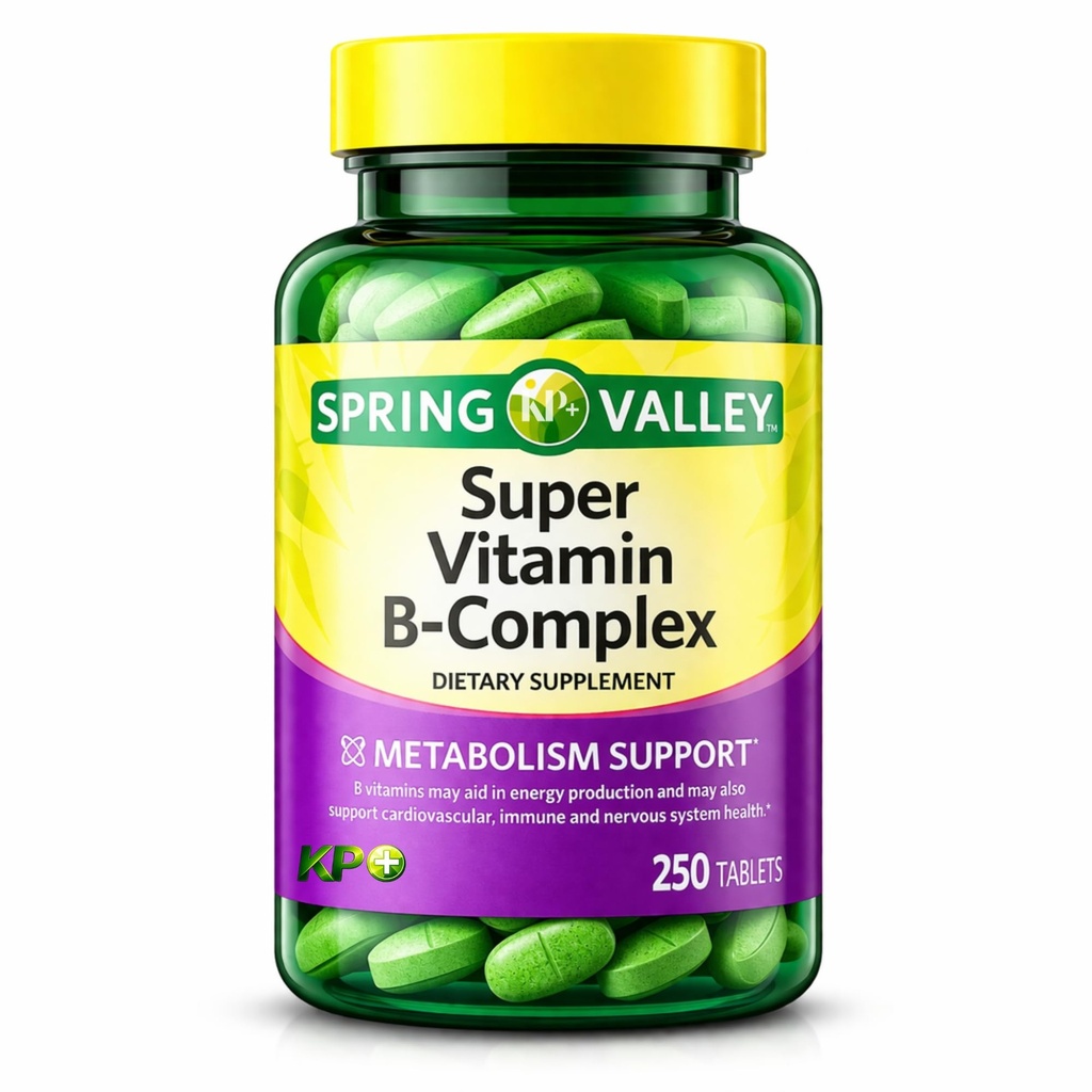 KP+ Super Vitamin B-Complex | Energy Support | 250 Tablets | Non-GMO | Gluten Free | Pack of 1